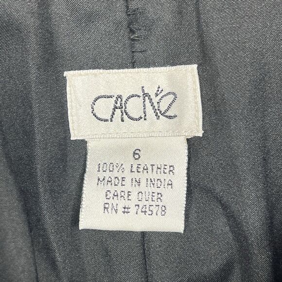 Cache Pants Womens Sz 6 Black 100% Genuine Leather Y2K Vintage 1980s-1990s Goth - Picture 11 of 12